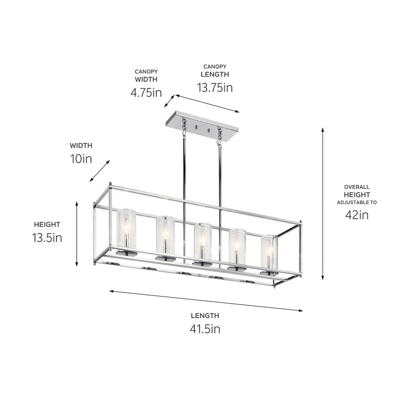 Kichler 43995CH Five Light Linear Chandelier, Chrome (2)