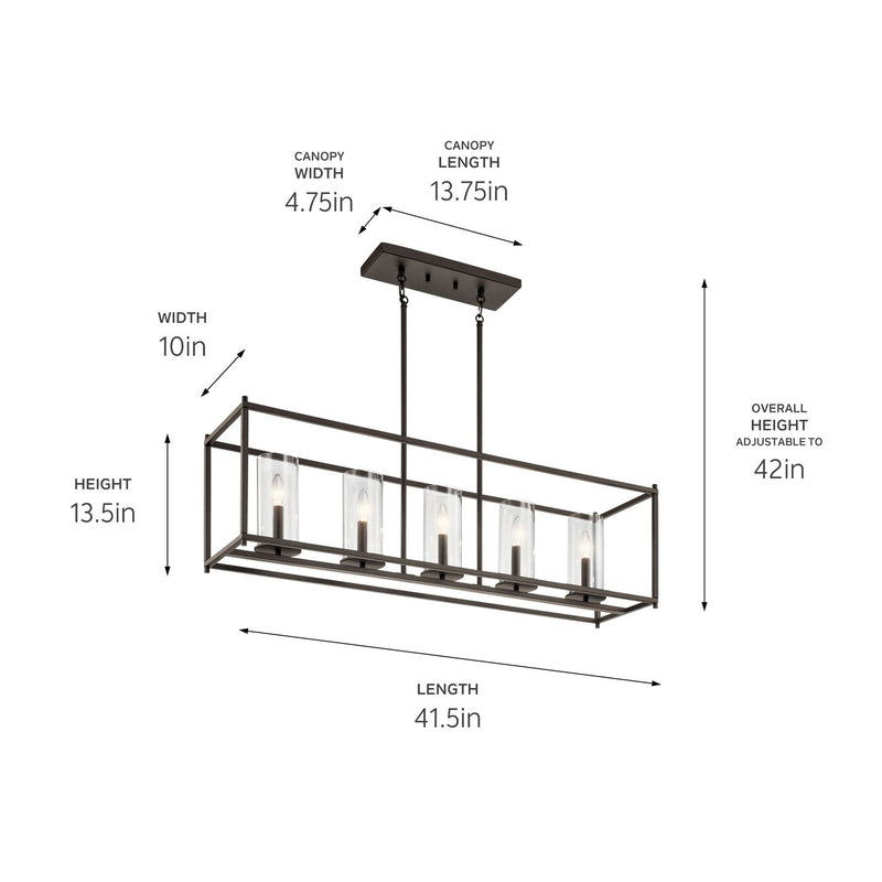 Kichler 43995OZ Five Light Linear Chandelier, Olde Bronze (2)