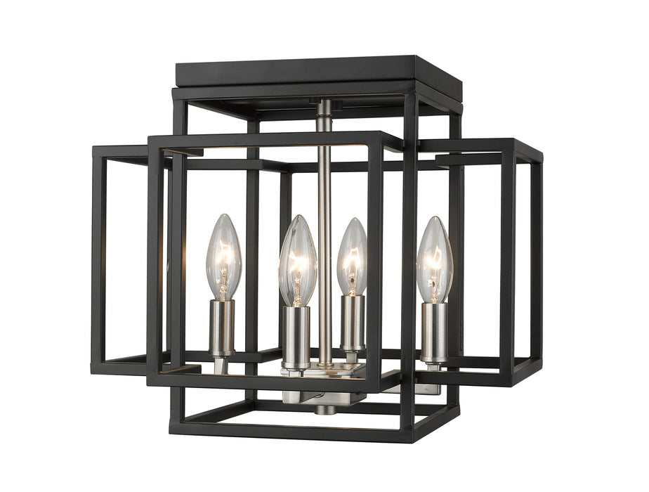 Z-Lite 454F-BK-BN Titania Four Light Flush Mount, Black / Brushed Nickel Main Image.jpg