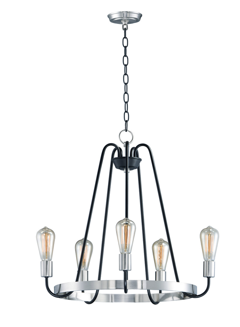 Maxim 11735BKSN Haven Five Light Chandelier, Black / Satin Nickel Main Image.jpg