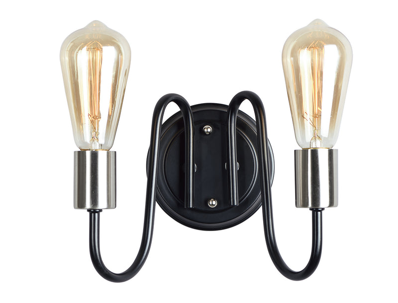 Maxim 11739BKSN Haven Two Light Wall Sconce, Black / Satin Nickel Main Image.jpg