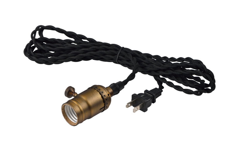 Maxim 12120BKAB Early Electric One Light Pendant, Black / Antique Brass Main Image.jpg