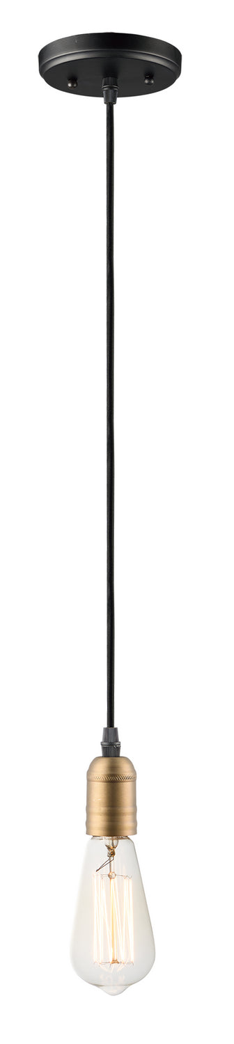 Maxim 12121BKAB Early Electric One Light Pendant, Black / Antique Brass Main Image.jpg