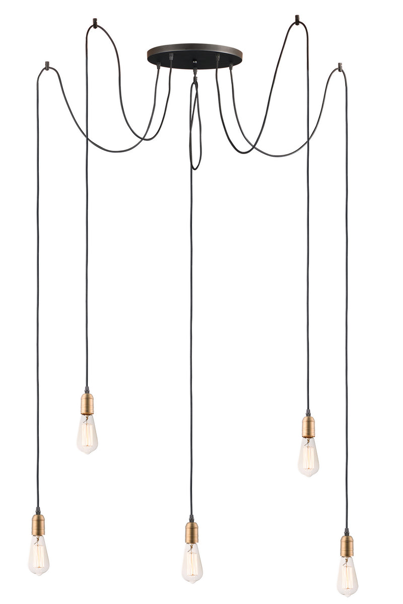 Maxim 12125BKAB Early Electric Five Light Pendant, Black / Antique Brass Main Image.jpg