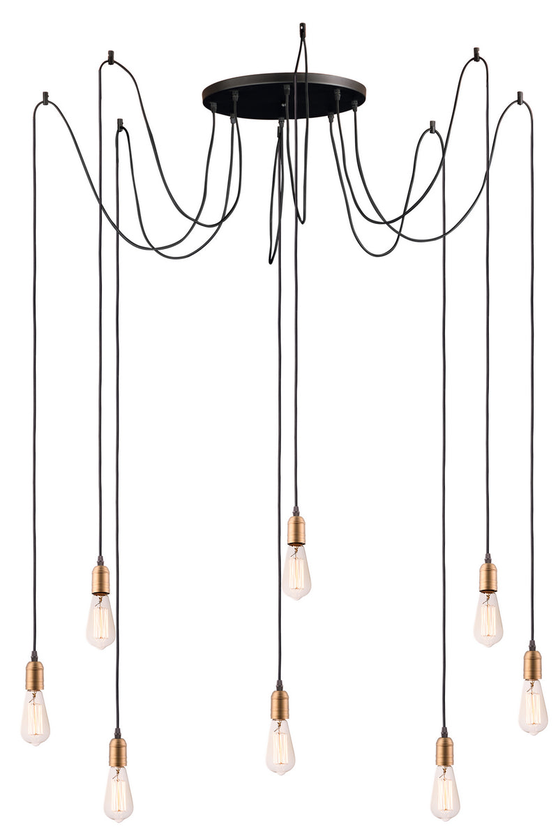Maxim 12128BKAB Early Electric Eight Light Pendant, Black / Antique Brass Main Image.jpg