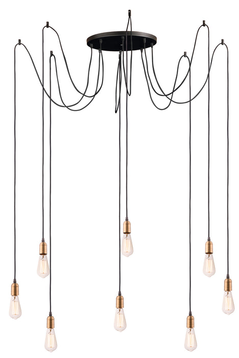 Maxim 12128BKAB Early Electric Eight Light Pendant, Black / Antique Brass Main Image.jpg