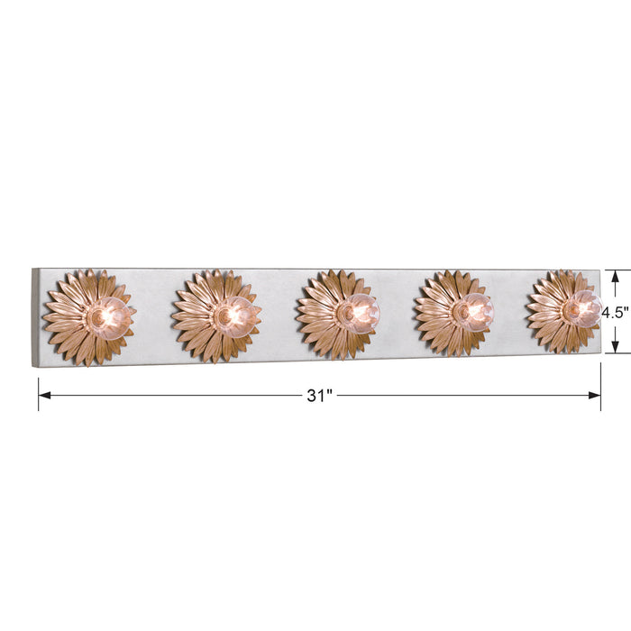 Crystorama 508-GA-SA Broche Five Light Bathroom Vanity Antique Gold / Antique Silver Alternate Image 2.jpg