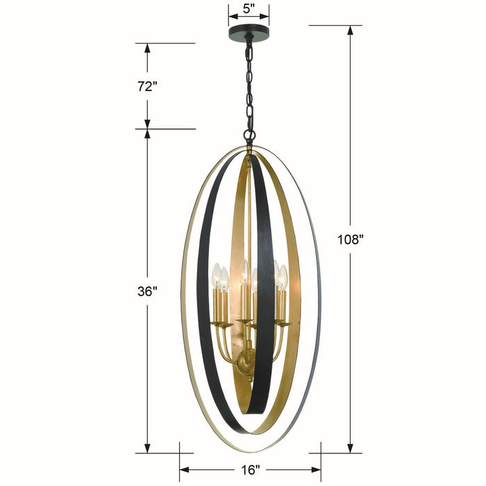 Crystorama 597-EB-GA Luna Six Light Chandelier English Bronze / Antique Gold Alternate Image 4.jpg