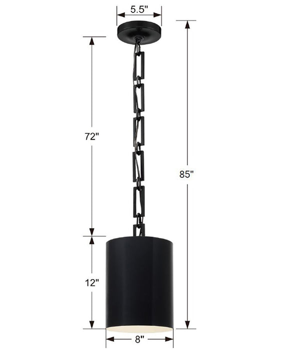 Crystorama 8680-MK-WH Alston One Light Mini Chandelier Matte Black / White Alternate Image 4.jpg