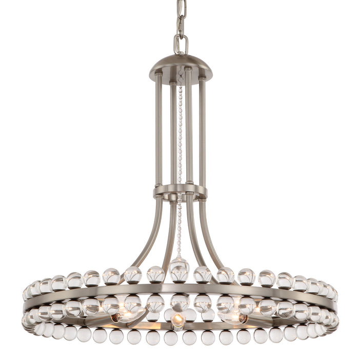 Crystorama CLO-8898-BN Clover Eight Light Chandelier Brushed Nickel Main Image.jpg