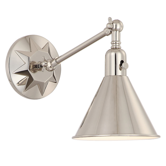 Crystorama MOR-8800-PN Morgan One Light Wall Sconce Polished Nickel Main Image.jpg