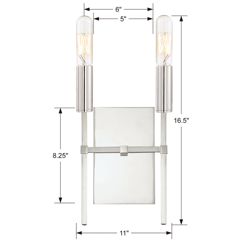 Crystorama VER-242-PN Veronica Two Light Wall Sconce Polished Nickel Alternate Image 4.jpg