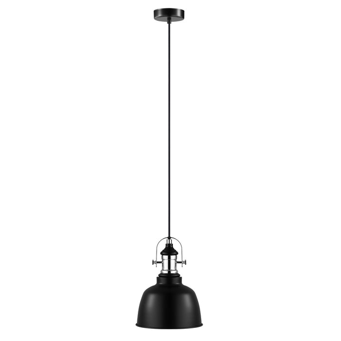 Eglo USA 202422A Gilwell One Light Pendant Matte Black and Chrome Main Image.jpg