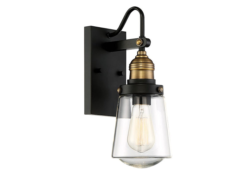 Savoy House 5-2067-51 One Light Wall Mount, Vintage Black w/Warm Brass