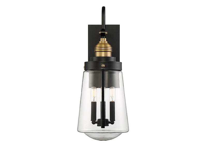 Savoy House 5-2068-51 Three Light Wall Lantern, Vintage Black w/Warm Brass (2)