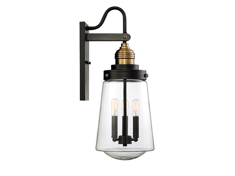 Savoy House 5-2068-51 Three Light Wall Lantern, Vintage Black w/Warm Brass (5)