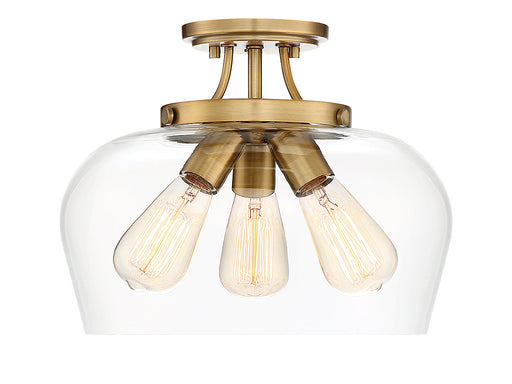 Savoy House 6-4035-3-322 Three Light Semi-Flush Mount, Warm Brass