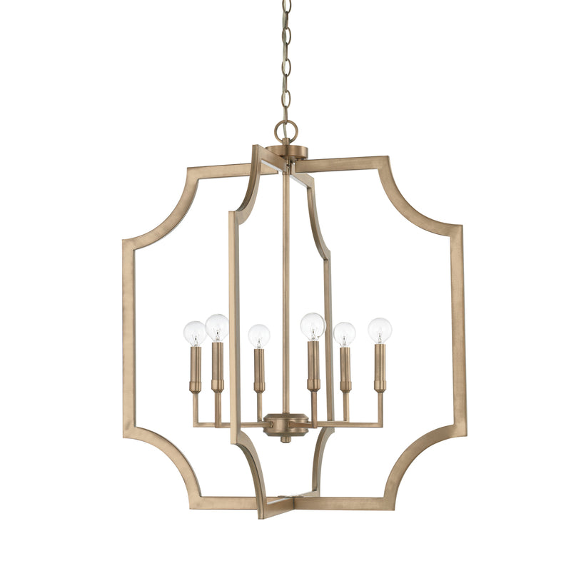 Capital Lighting 526161AD Lesley Six Light Foyer Pendant, Aged Brass Main Image.jpg