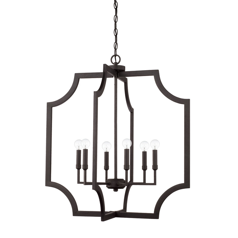 Capital Lighting 526161BI Lesley Six Light Foyer Pendant, Black Iron Main Image.jpg