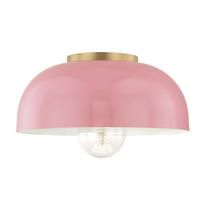 Mitzi H199501L-AGB/PK Avery One Light Semi Flush Mount, Aged Brass/Pink Main Image.jpg