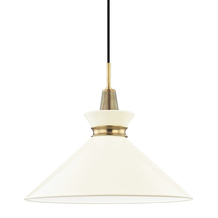 Mitzi H251701L-AGB/CR Kiki One Light Pendant, Aged Brass/Cream Main Image.jpg