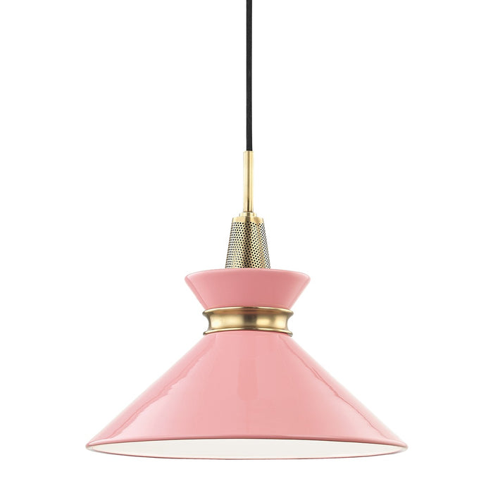 Mitzi H251701S-AGB/PK Kiki One Light Pendant, Aged Brass/Pink Main Image.jpg