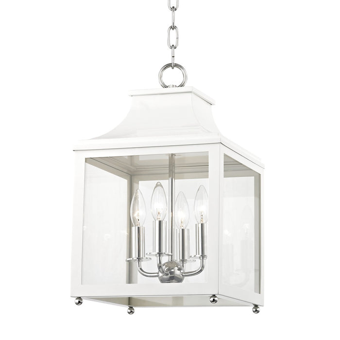 Mitzi H259704S-PN/WH Leigh Four Light Pendant, Polished Nickel/White Main Image.jpg