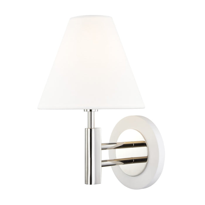 Mitzi H264101-PN/WH Robbie One Light Wall Sconce, Polished Nickel/White Main Image.jpg