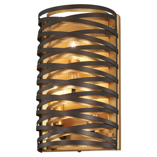 Minka-Lavery 3673-111 Vortic Flow Three Light Wall Sconce, Dark Bronze w/Mosaic Gold Main Image.jpg