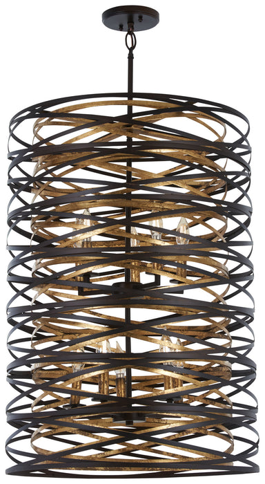 Minka-Lavery 3679-111 Vortic Flow Ten Light Pendant, Dark Bronze w/Mosaic Gold Main Image.jpg