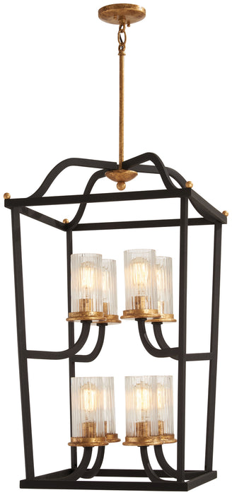 Minka-Lavery 4518-100 Posh Horizon Eight Light Pendant, Sand Coal W/Gold Leaf Main Image.jpg