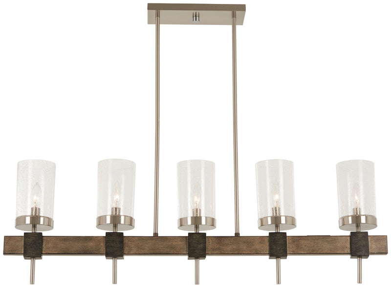 Minka-Lavery 4635-106 Bridlewood Five Light Island Pendant, Stone Grey W/Brushed Nickel Main Image.jpg