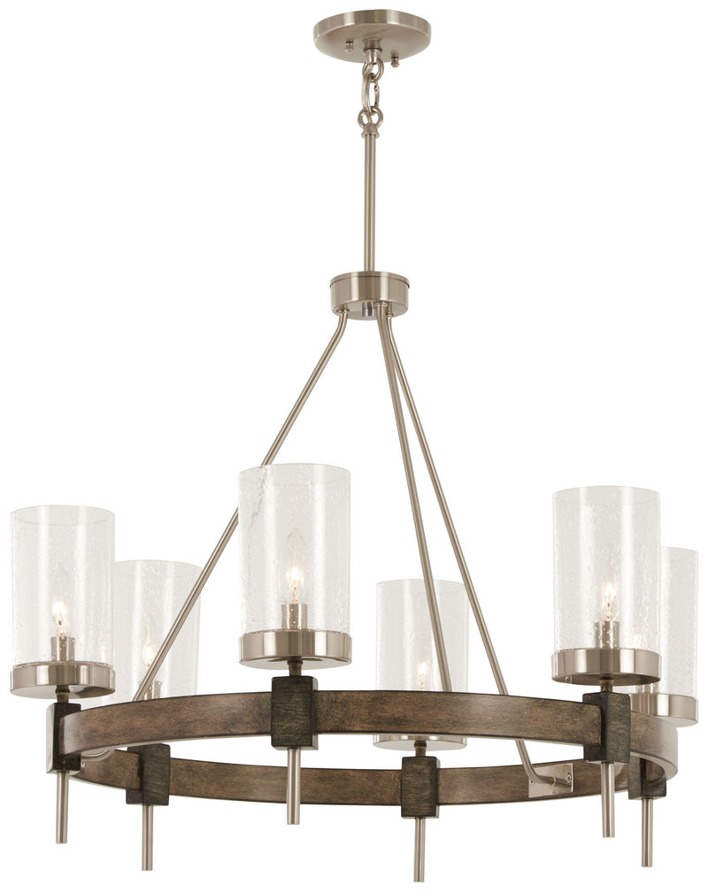 Minka-Lavery 4636-106 Bridlewood Six Light Chandelier, Stone Grey W/Brushed Nickel Main Image.jpg