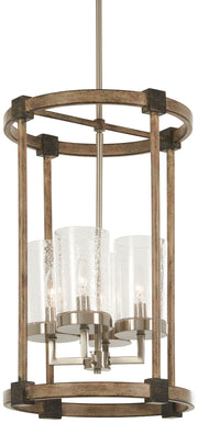 Minka-Lavery 4640-106 Bridlewood Four Light Foyer Pendant, Stone Grey W/Brushed Nickel Main Image.jpg