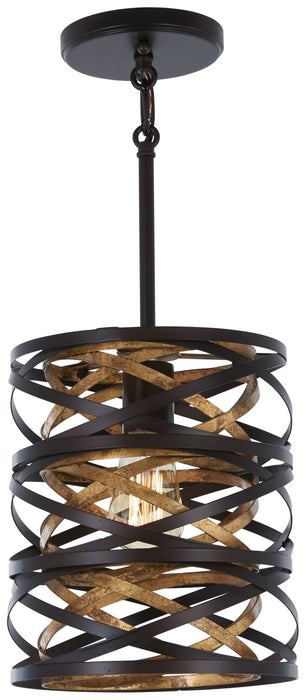 Minka-Lavery 4670-111 Vortic Flow One Light Mini Pendant, Dark Bronze w/Mosaic Gold Main Image.jpg