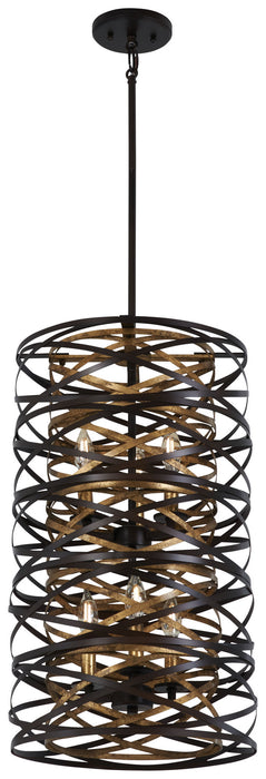 Minka-Lavery 4672-111 Vortic Flow Six Light Pendant, Dark Bronze w/Mosaic Gold Main Image.jpg