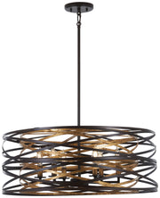 Minka-Lavery 4673-111 Vortic Flow Six Light Pendant, Dark Bronze w/Mosaic Gold Main Image.jpg