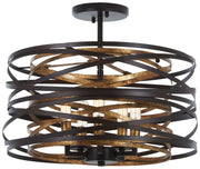 Minka-Lavery 4675-111 Vortic Flow Five Light Pendant (Convertible To Semiflush), Dark Bronze w/Mosaic Gold Alternate Image.jpg