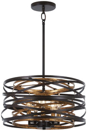 Minka-Lavery 4675-111 Vortic Flow Five Light Pendant (Convertible To Semiflush), Dark Bronze w/Mosaic Gold Main Image.jpg