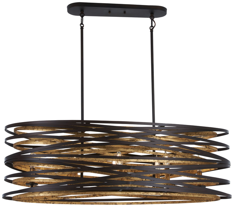 Minka-Lavery 4676-111 Vortic Flow Eight Light Island Pendant, Dark Bronze w/Mosaic Gold Main Image.jpg