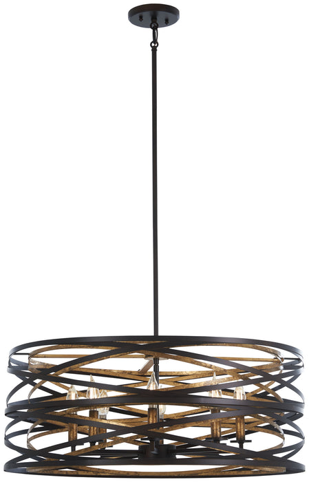 Minka-Lavery 4678-111 Vortic Flow Eight Light Pendant, Dark Bronze w/Mosaic Gold Main Image.jpg