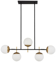 George Kovacs P1355-618 Alluria Five Light Island Pendant, Weathered Black W/Autumn Gold Main Image.jpg