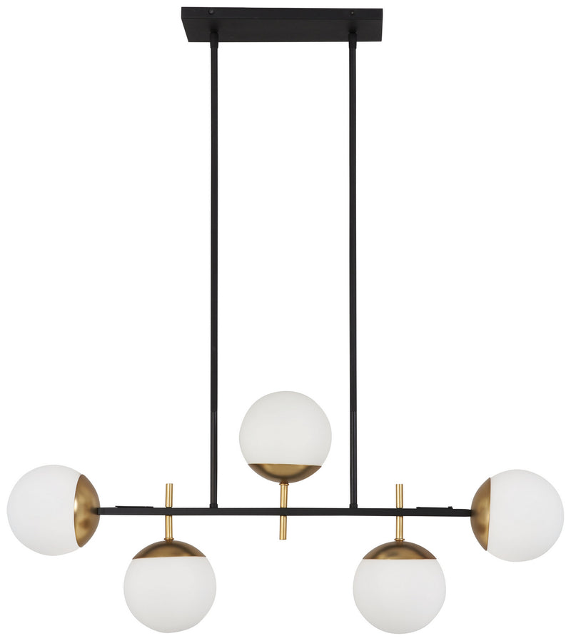 George Kovacs P1355-618 Alluria Five Light Island Pendant, Weathered Black W/Autumn Gold Main Image.jpg