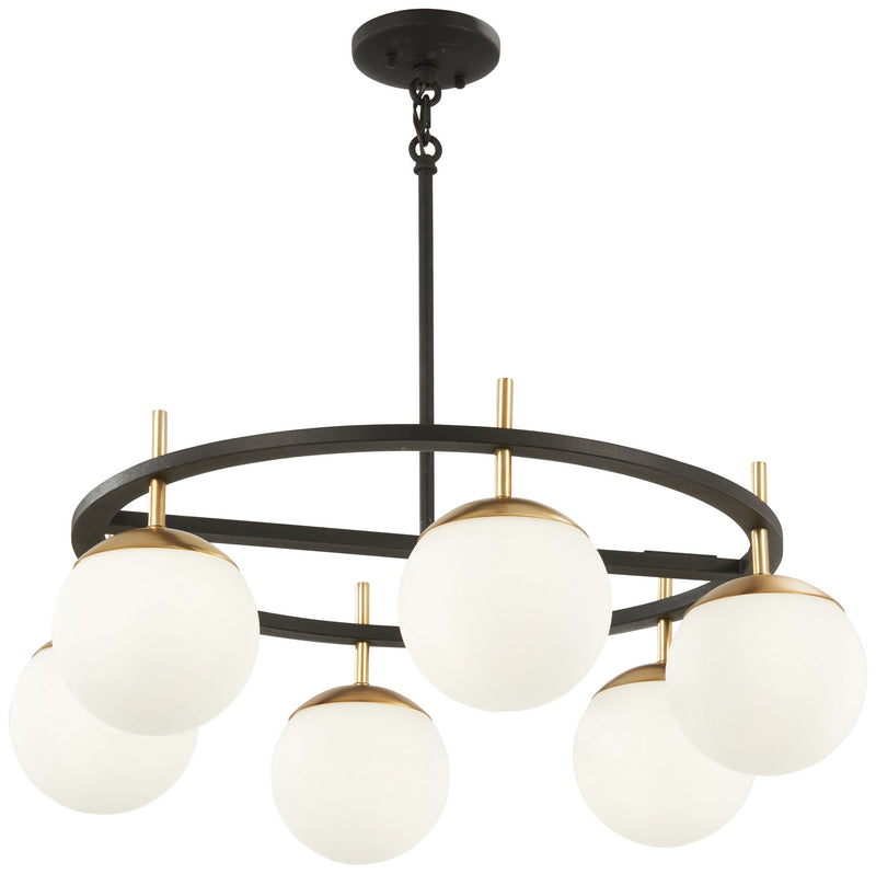 George Kovacs P1356-618 Alluria Six Light Pendant, Weathered Black W/Autumn Gold Main Image.jpg