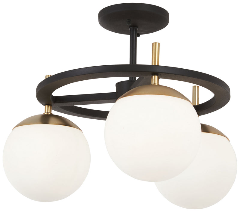 George Kovacs P1357-618 Alluria Three Light Semi Flush Mount, Weathered Black W/Autumn Gold Main Image.jpg