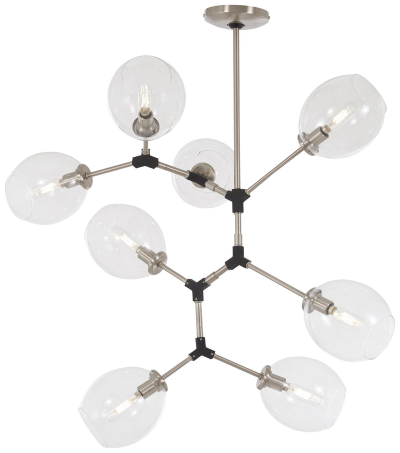 George Kovacs P1365-619 Nexpo Eight Light Pendant, Brushed Nickel W/Black Accents Main Image.jpg