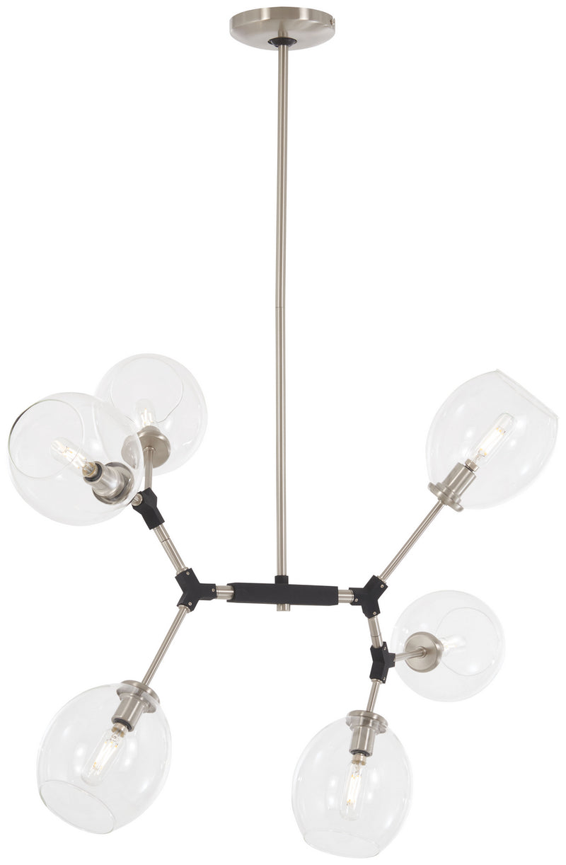 George Kovacs P1366-619 Nexpo Six Light Pendant, Brushed Nickel W/Black Accents Main Image.jpg