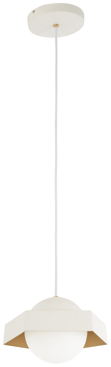 George Kovacs P1390-044G-L Five-O LED Mini Pendant, Textured White W/Gold Leaf Main Image.jpg