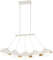 George Kovacs P1396-044G-L Five-O LED Island Pendant, Textured White W/Gold Leaf Main Image.jpg