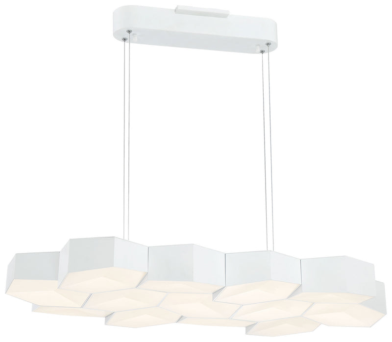 George Kovacs P8219-044B-L Hexacomb LED Pendant, Matte White Main Image.jpg